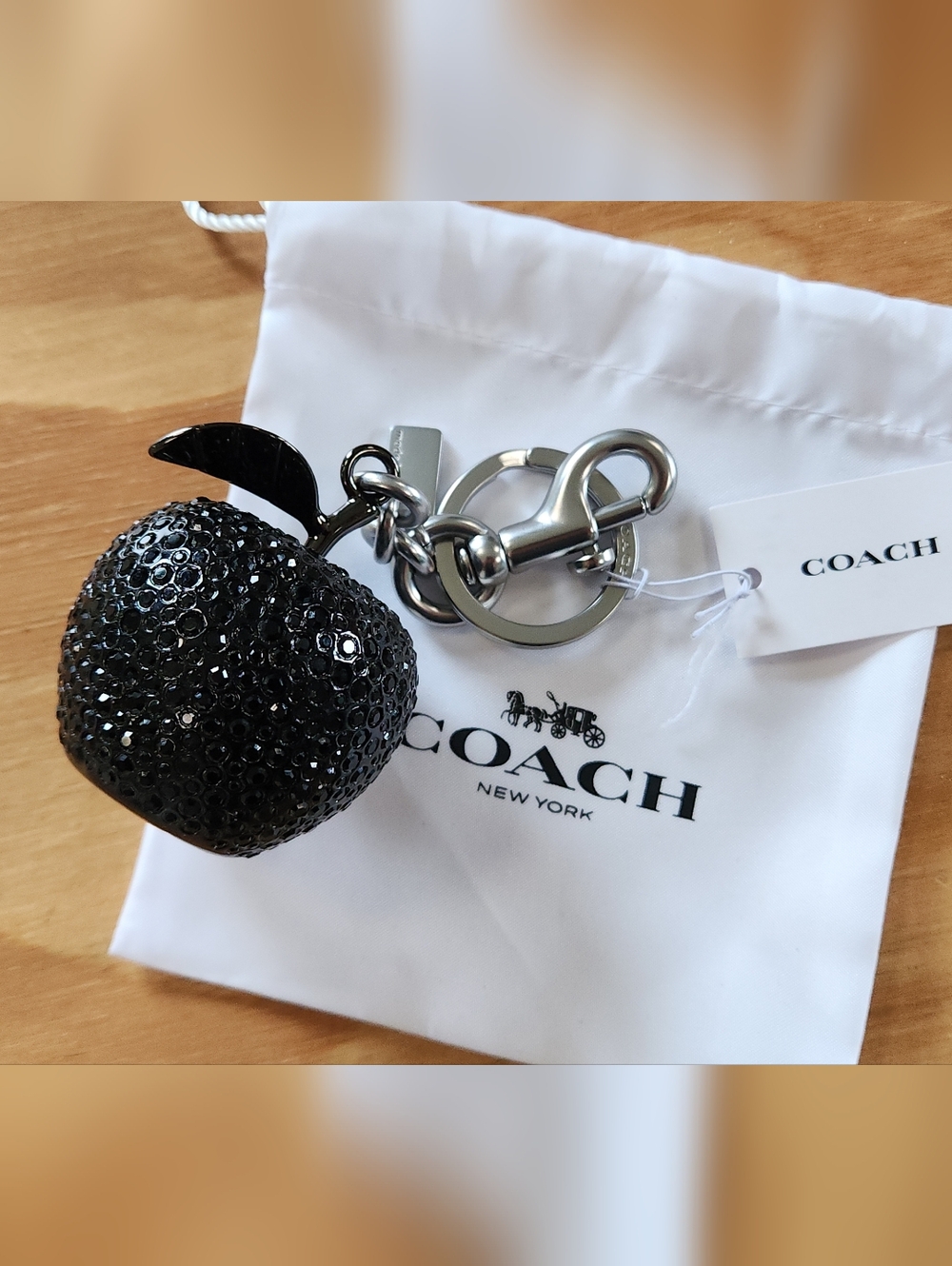 Coach Crystal Black Apple Bag Charm - Picture 3 of 8